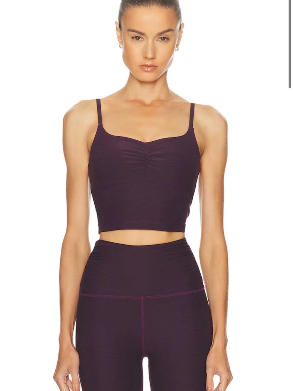 NWT Beyond Yoga Set: Raise The Barre Tank & Midi Legging Eggplant Purple Heather - Picture 2 of 10